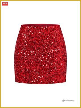 Glitter Sequin Skirt Stretch Night Out Clubwear Party Mini